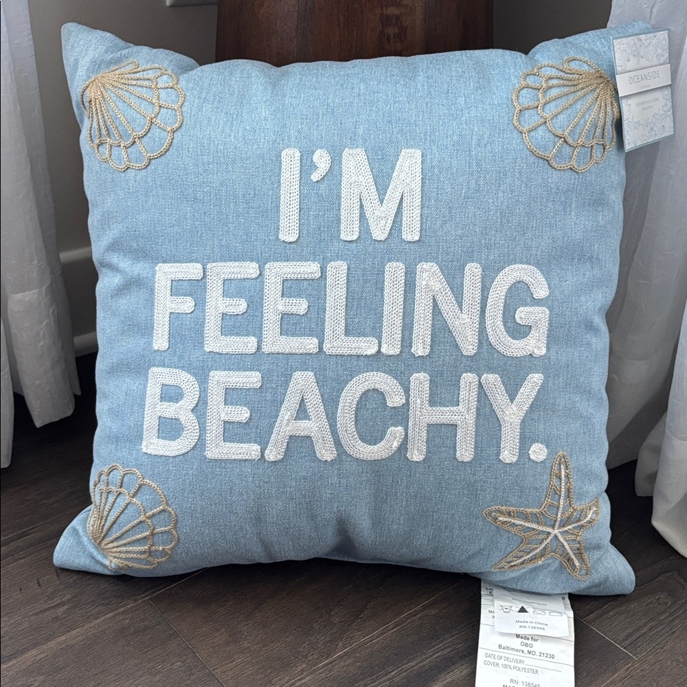 I’m Feeling Beachy Embroidered, starfish, seashell decorative,summer,beach house